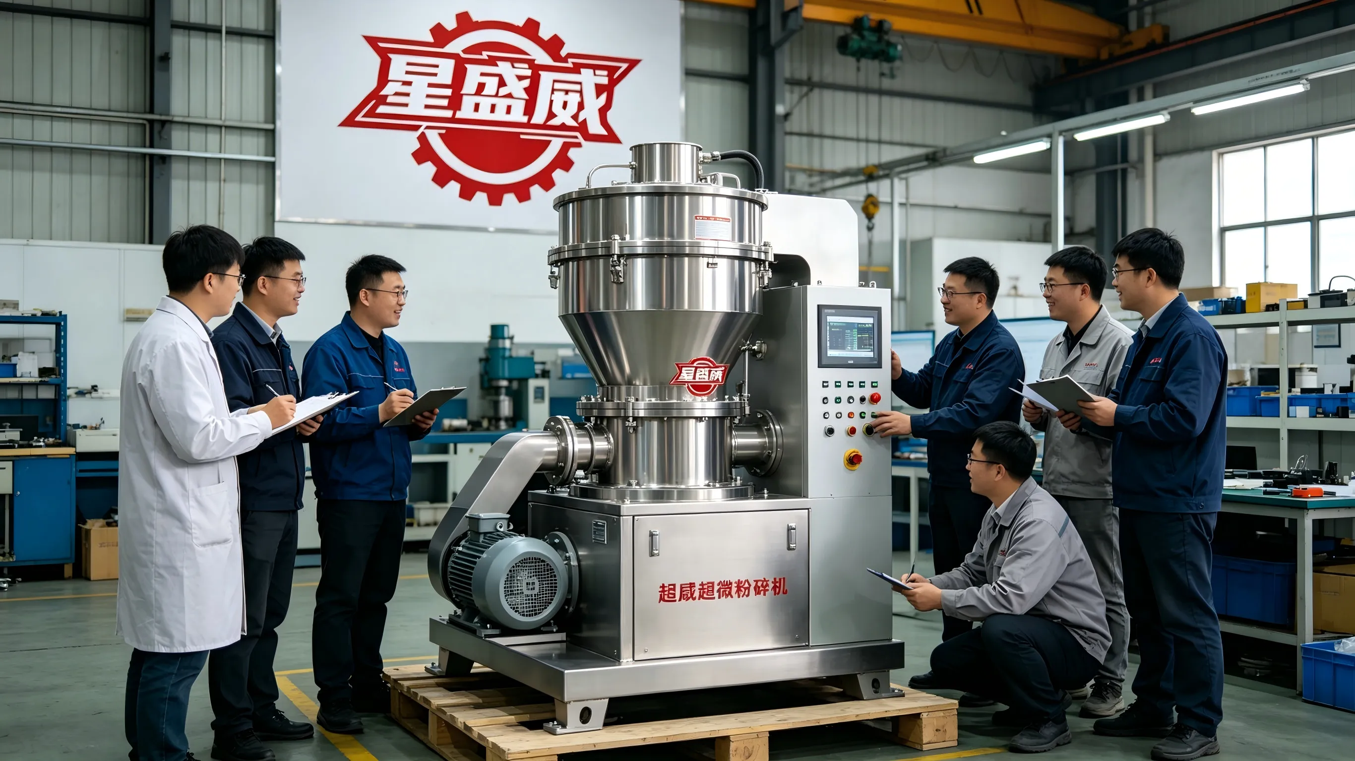 Een groep kopers uit meerdere regio's in Jiangsu, Shandong en Hebei bezochten de Xingshengwei Machinery Factory om ter plaatse tests uit te voeren en het inkoopplan voor de Ultra Pulverizer af te ronden